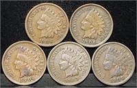 5 Nice Indian Head Cents from Estate Collection
