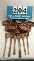 Large lot of teak wood kitchen ware