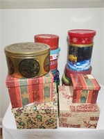 Assortment of Holiday Tins and Boxes