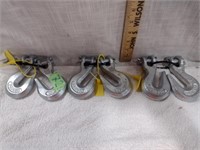 (6) NEW  3/8" High Test Clevis Grab Hooks