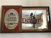 Vintage Dewars & Carta Blanca Mirrored Signs