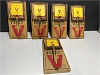 Lot Of 5 vintage victor RAT traps trap Wooden