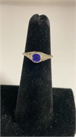 Sterling silver ring w/ sapphire stone (size 5)