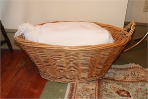 Wicker clothes basket (missing one handle)