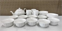 White China Dishes & Teapot