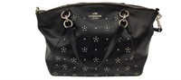 Coach Black Leather Studded Tote Bag