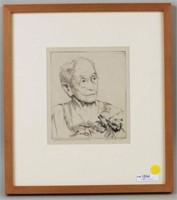 A. Hutty, Etching "My Mother On Her 100 Birthday"