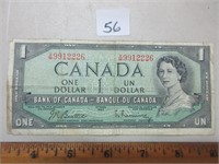 1954 CANADA 1 DOLLAR BILL