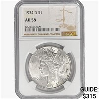 1934-D Silver Peace Dollar NGC AU58