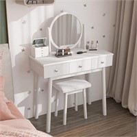 soges Vanity Table Set with 360° Pivoting Mirror a