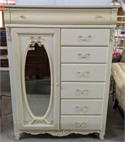 PAINTED WHITE 7 DRAWER 1 DOOR CHEST