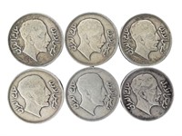 6 1932 Iraq Riyal Silver Coins