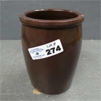 8" Brown Stoneware Crock