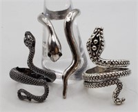 (KC) Silvertone Snake Rings ( sizes 7-9)
