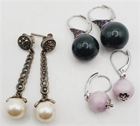 (KC) Sterling Silver Pierced Earrings - Jade,