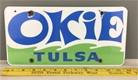 Vintage Porcelain Okie Tulsa License Plate