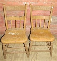 Pair of antique wooden kitchen chairs with Mule