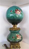Antique Hurricane Hand Painted Lamp 29"H