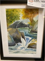 Framed River Watercolor