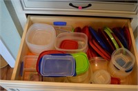 Large assortment of plastic containers