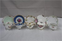 Five bone china teacups & saucers including