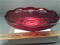 Imperial Glass shallow red bowl 7" diameter Olive