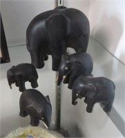 5 Carved Small Elephants