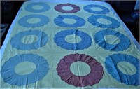 QUILT W/ COLOR CIRCLES UNFINISHED TOP 63 X 46