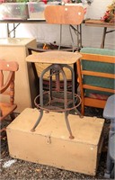 Industrial Stool & Painted Trunk
