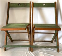 Two Vintage Wood Folding Chairs