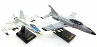 (2) Desktop Wood Model Fighter Jets W/ Stands
