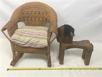 Child's rocking chair and horse.