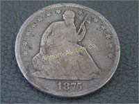 Liberty Seated 1875-S Silver Half Dollar