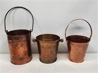 3 Copper Buckets