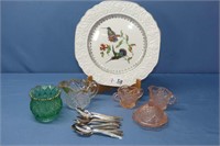Vintage Glassware On Plate 9" Wide