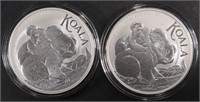 (2) 1 OZ .999 SILVER 2023 AUS KOALA ROUNDS