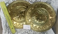 VINTAGE MOLDED BRASS DECOR PLATES MADE IN ENGLAND