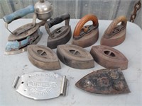 Antique Gas & Sad Irons Lot