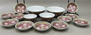 15 Pink Chinese Export Porcelain Dinnerware