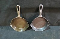 (2X) GRISWOLD #3 SM & LG BLOCK CAST IRON SKILLET