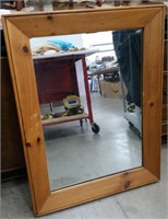 Vintage Oak Beveled Edge Framed Mirror