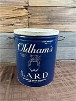 Antique Oldhams Lard 25 Pound Lees Summit Lard Tin