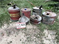 Gas cans & one funnel