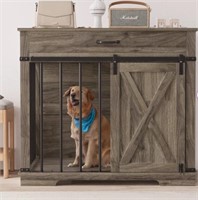 37.8''W Modern Dog Crate Furniture With Drawer Anr