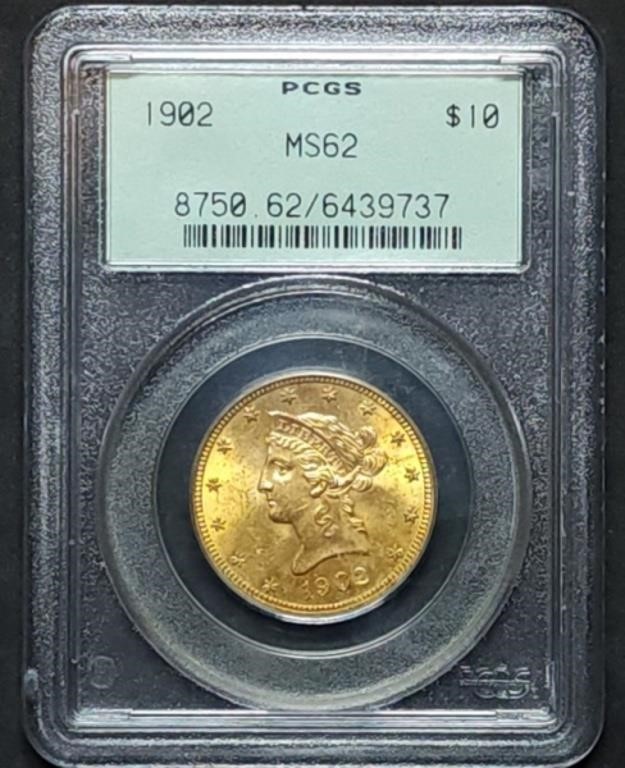 1902 $10 Liberty Gold Eagle PCGS MS62 OGH