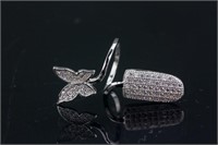 Sterling Silver Cubic Zircon Nail Ring RV$120