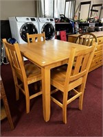 SQUARE WOODEN TABLE W/ (4) CHAIRS (36" X 36" X