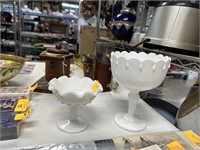 2PC MILK GLASS COMPOTES