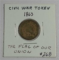 1863  Civil War Token    The Flag of our Union