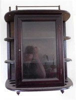 Walnut curio cabinet w/ 3 shelves & glass door,